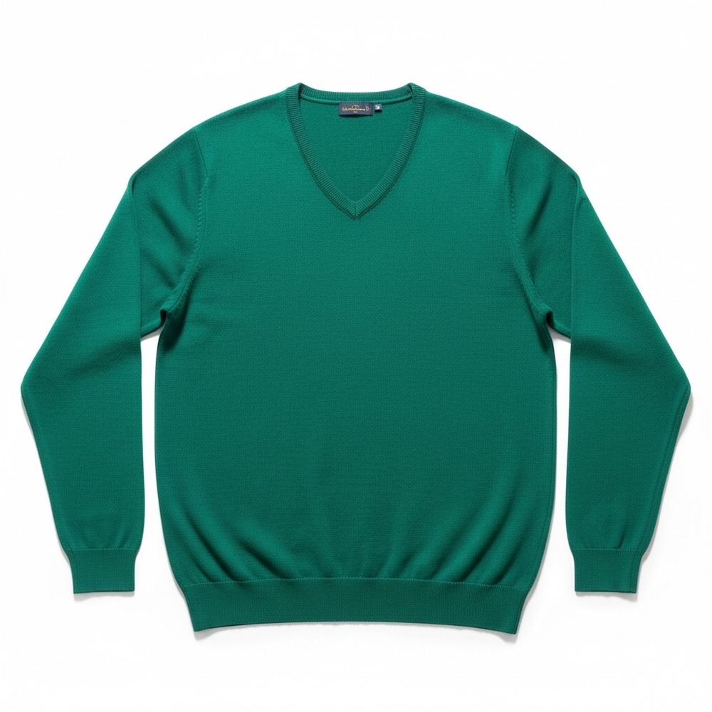 Towncraft V-Neck Sweater Mens 2XL Tall Green Excellent Acrylic Knit USA Made